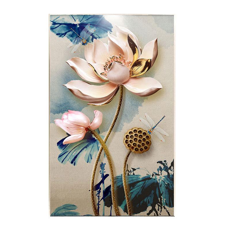 50x90CM Lotus 5D Full Diamond Painting NO Frame round diamond