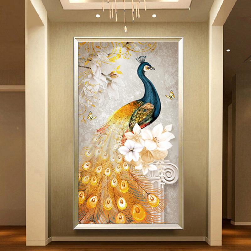 50x90cm Peacock  Cross Stitch Kits 11CT Stamped Full Range of Embroidery Starter Kit for Beginners Pre-Printed Pattern