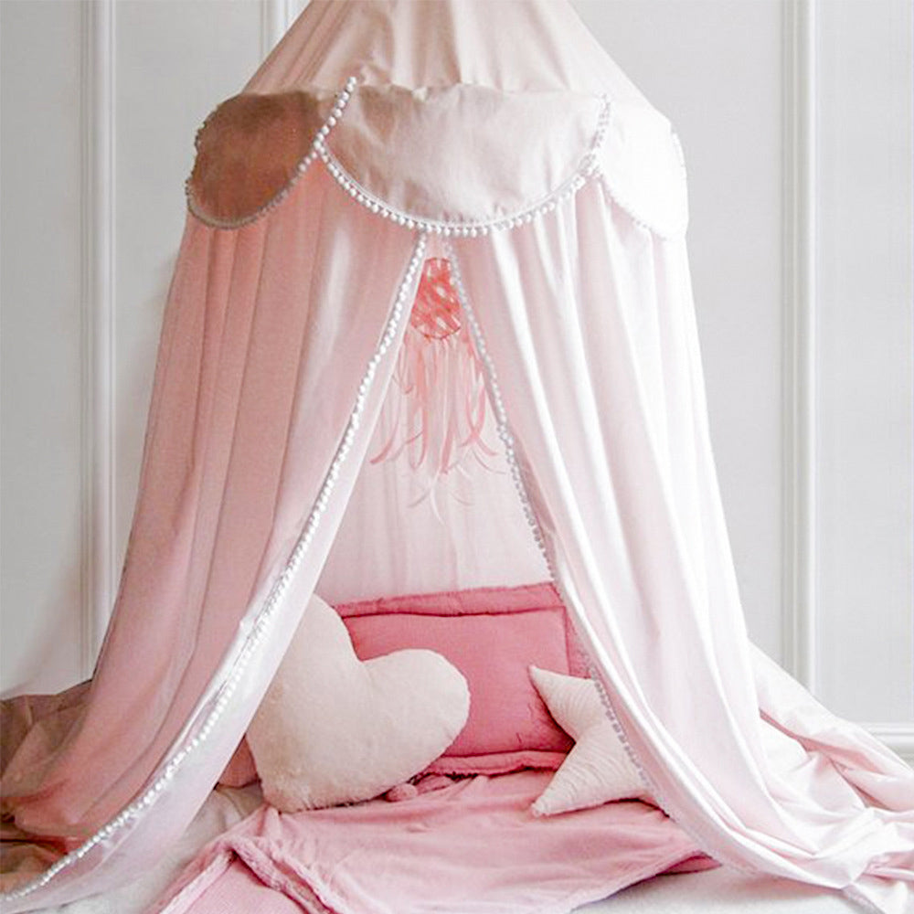 Bed Canopy Chiffon Lace Fringed Play Tent Curtain for Children Girl Princess Decoration