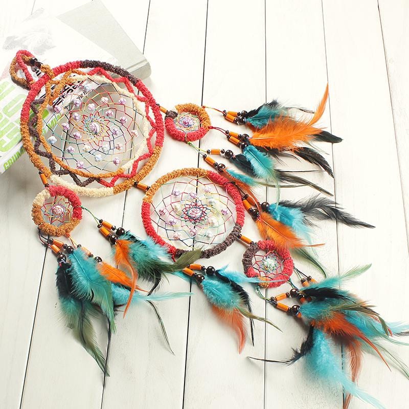 Handmade Dream Catcher With Light Room Decor Feather Weaving Wind Chimes Religious Mascot