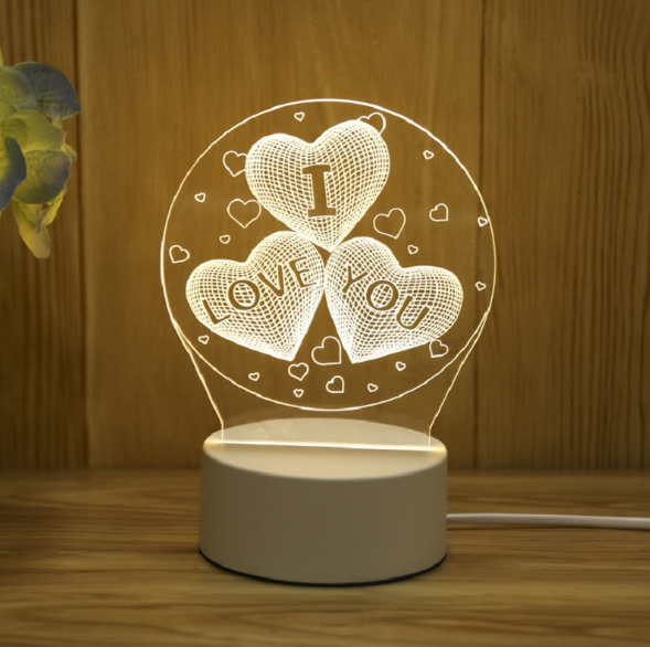 3D Colorful Charging Night Light  Bedside LED Lamp Various Shapes Creative Gif-LOVE