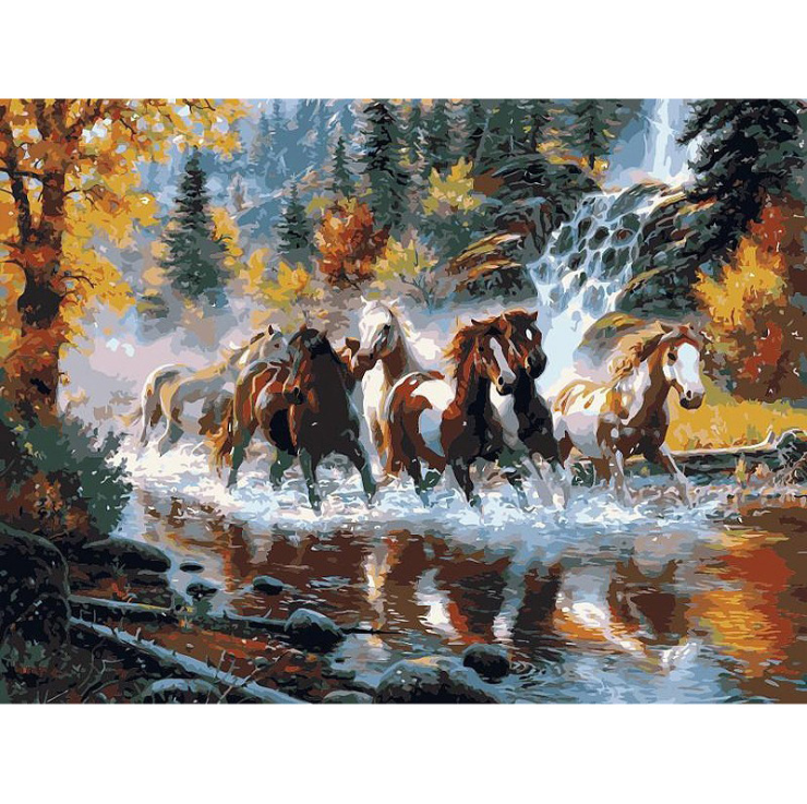 Horse No Framed DIY Oil Painting By Numbers Canvas Wall Art For Living Room Home Decor 40*50CM