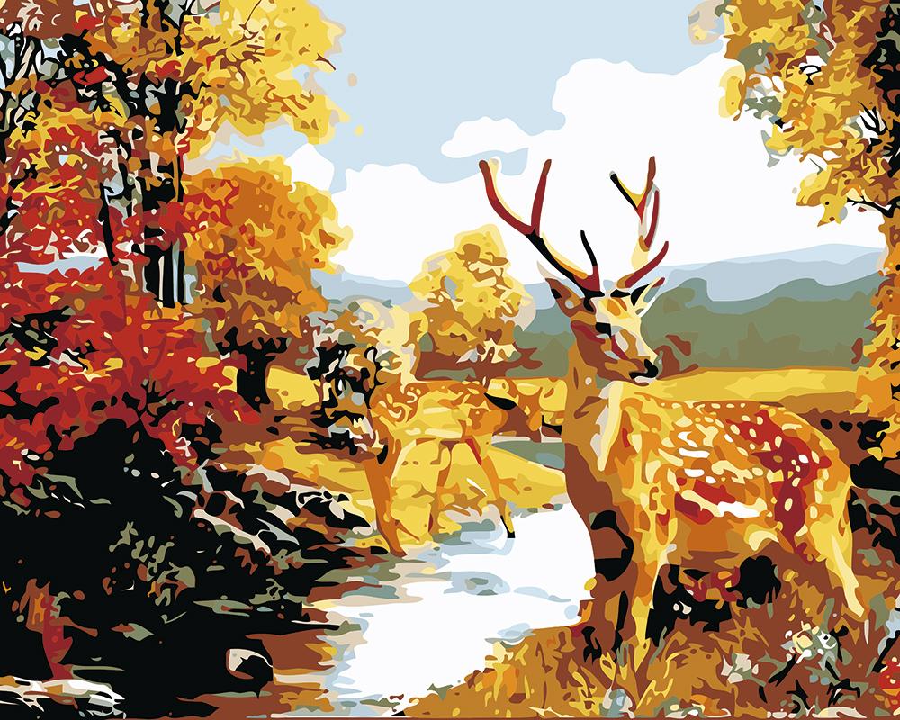 Deer No Framed DIY Oil Painting By Numbers Canvas Wall Art For Living Room Home Decor 40*50CM