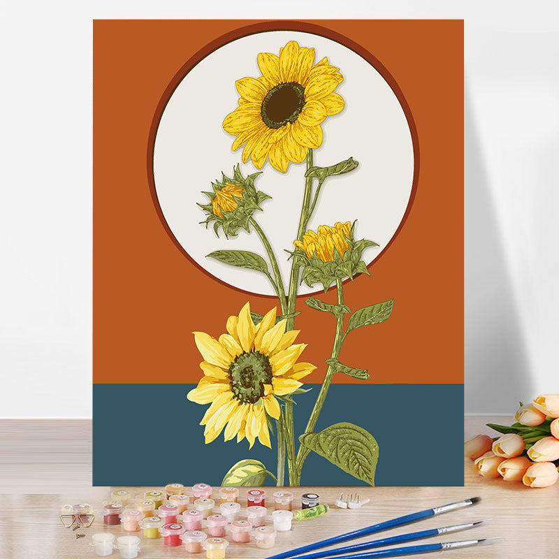 Sunflower-02 لوحة زيتية بدون إطار يمكنك صنعها بنفسك بالأرقام مقاس 40*50 سم 