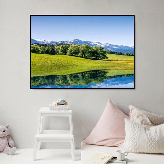 80x60CM-grassland blue sky and white clouds- DIY 5D full Diamond Painting NO FRAMED