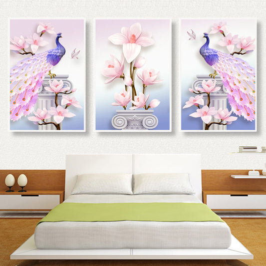 100x50cm Pink Peacock with special beads 5d diy diamond painting full drill NO FRAME