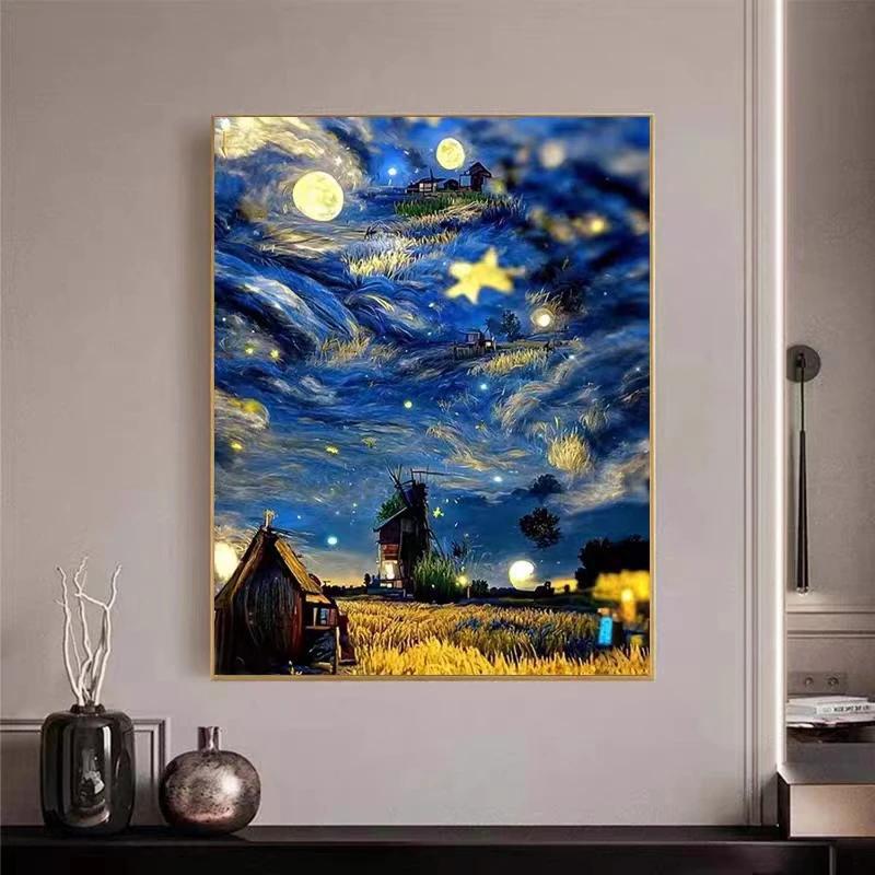 70X90CM -  Starry Night DIY 5D Full Diamond Painting NO Frame