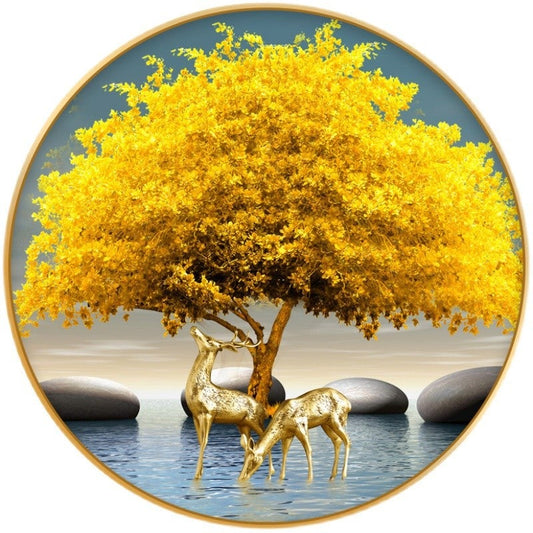 70x70CM-Gold tree and deer- DIY 5D full Diamond Painting NO FRAMED