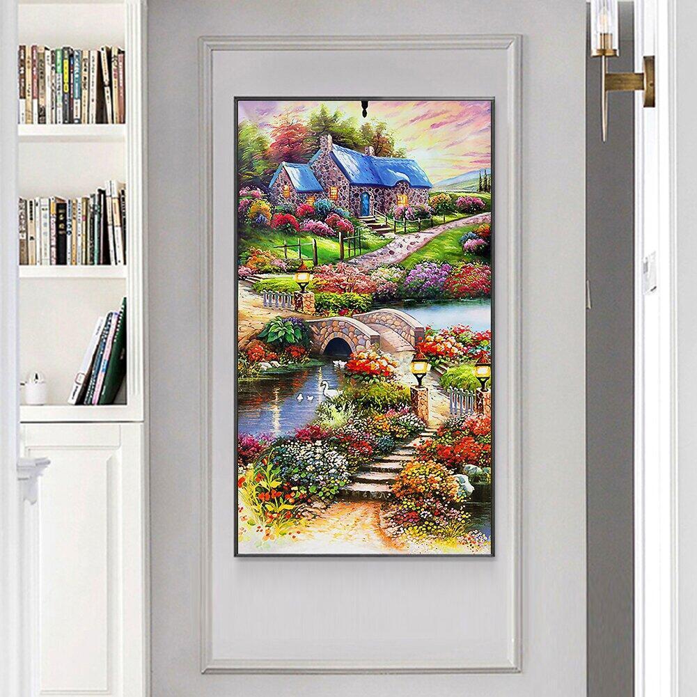 50x90CM-Village House- DIY 5D full Diamond Painting NO FRAME （ABbeads）