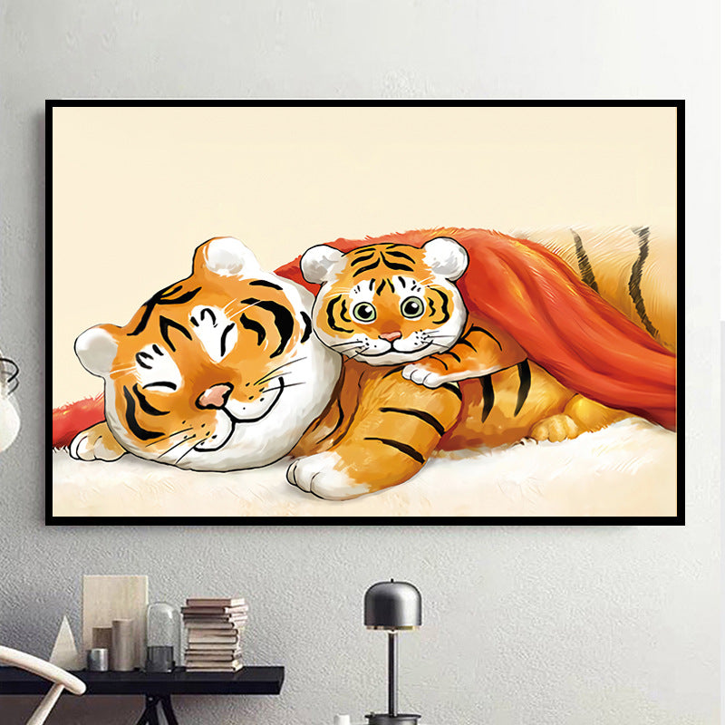 41x56cm Mother and son tiger - 3 strands 11CT Stamped Cross Stitch Full Range of Embroidery Starter Kit for Beginners Pre-Printed Pattern