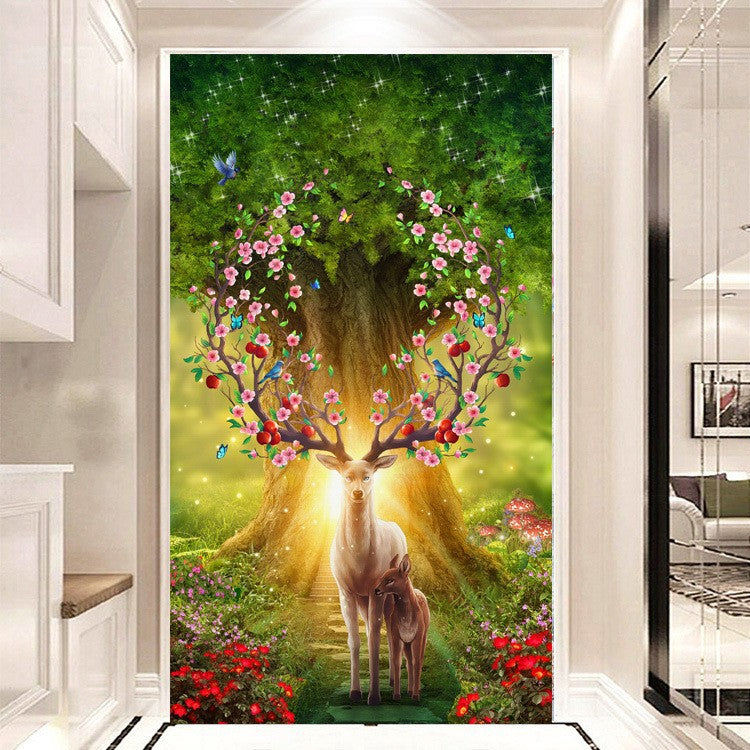 60X110CM -  Flower Deer DIY 5D Full Diamond Painting NO Frame