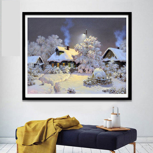 50X70CM - Snowscape DIY 5D لوحة ماسية كاملة بدون إطار