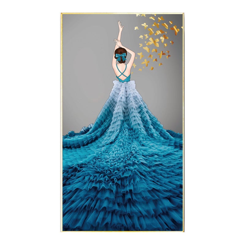 50x90CM-Blue dress- DIY 5D full Diamond Painting NO FRAME