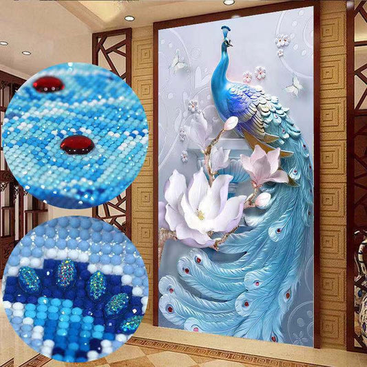 60x100CM Blue Peacock Full Drilled NO Frame M4390 (SPECIAL BEADS)