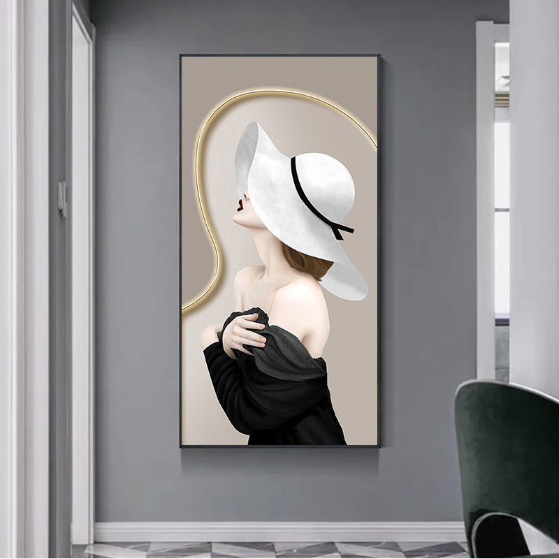 50X90CM-White hat Girl 3 خيوط 11CT مختومة عبر الغرز مجموعة كاملة من التطريز للمبتدئين أنماط مطبوعة مسبقًا