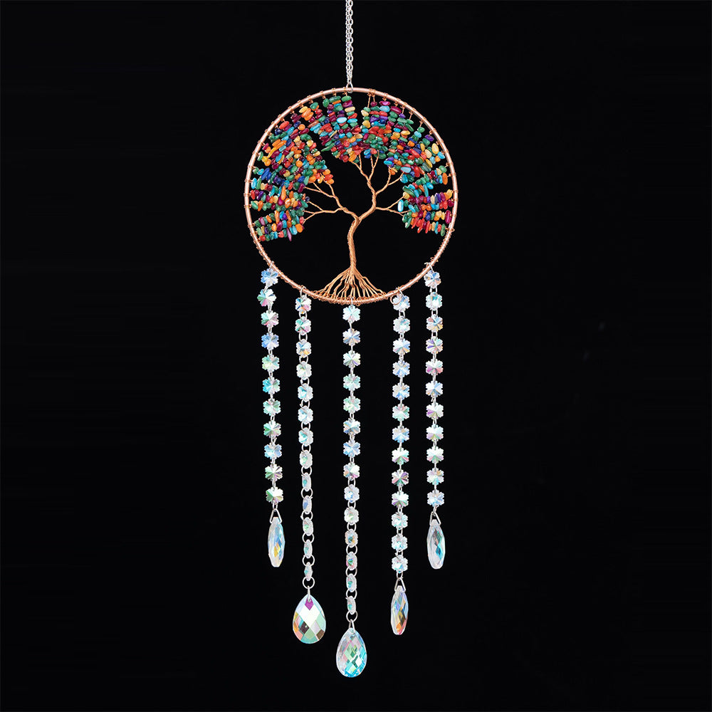 Dream Catcher Crystal and Natural Gemstone Agate Stone Pendants Wind Chime