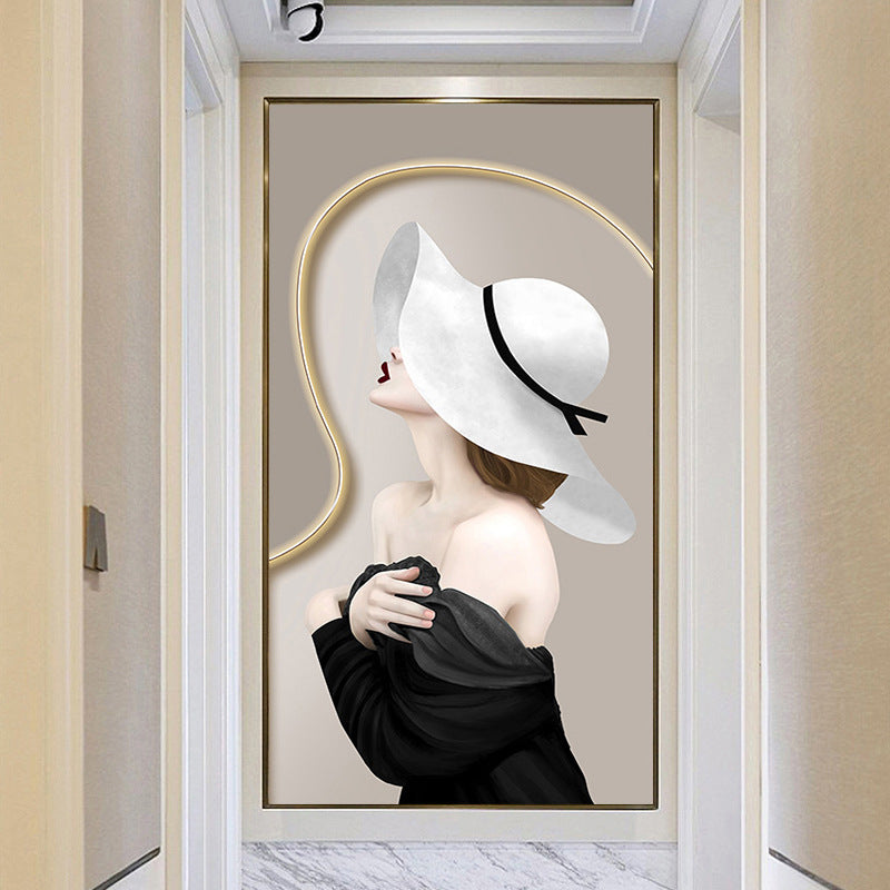 50X90CM-White hat Girl 3 خيوط 11CT مختومة عبر الغرز مجموعة كاملة من التطريز للمبتدئين أنماط مطبوعة مسبقًا