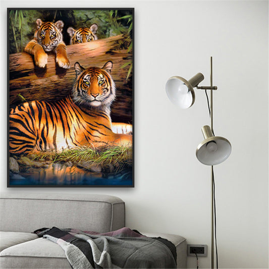 60x90CM-Tiger family - DIY 5D full Diamond Painting NO FRAMED