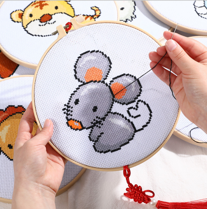 Zodiacal animals Collections Handcraft Embroidery Needlework Kits DIY  Cross Stitch Materials Package-RAT