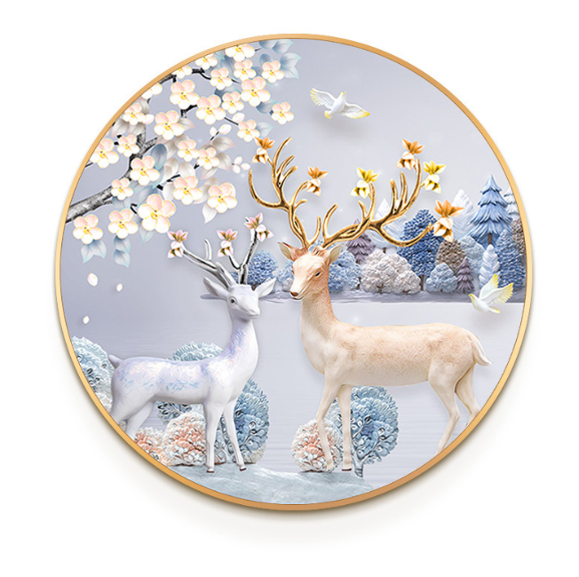 مجموعة غرز متقاطعة غنية deer-50X50cm 11CT مجموعة كاملة من أدوات التطريز للمبتدئين بنمط مطبوع مسبقًا 