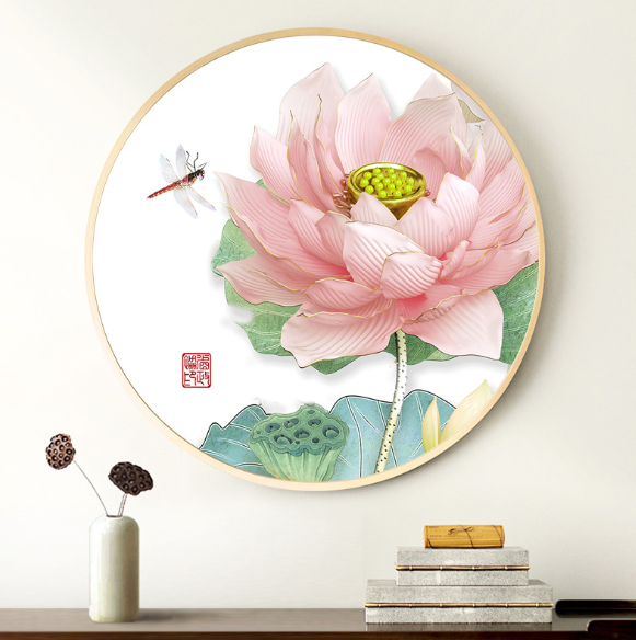 47x47cm Lotus  Cross Stitch Kits 11CT Stamped Full Range of Embroidery Starter Kit for Beginners Pre-Printed Pattern