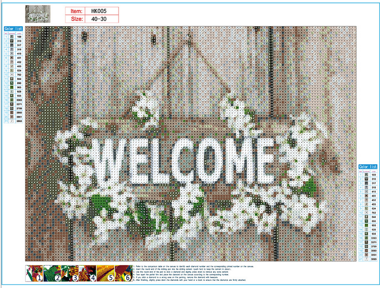 30x40CM Welcome Full Diamond Painting NO Frame Round diamond