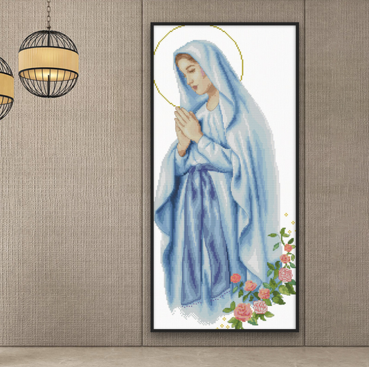 39x73cm Virgin Mary Cross Stitch Kits 11CT Stamped Full Range of Embroidery Starter Kit for Beginners Pre-Printed Pattern