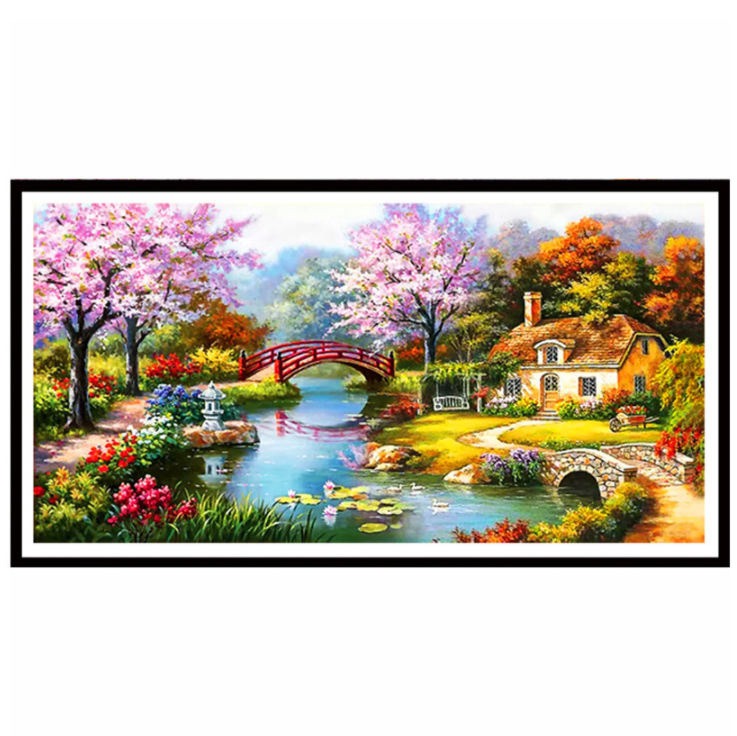 153x82cm Dream home Cross Stitch Kits 11CT Stamped Full Range of Embroidery Starter Kit for Beginners Pre-Printed Pattern