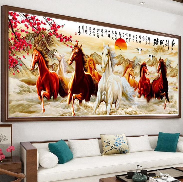 150x65cm Horse Cross Stitch Kits 11CT Stamped Full Range of Embroidery Starter Kit for Beginners Pre-Printed Pattern