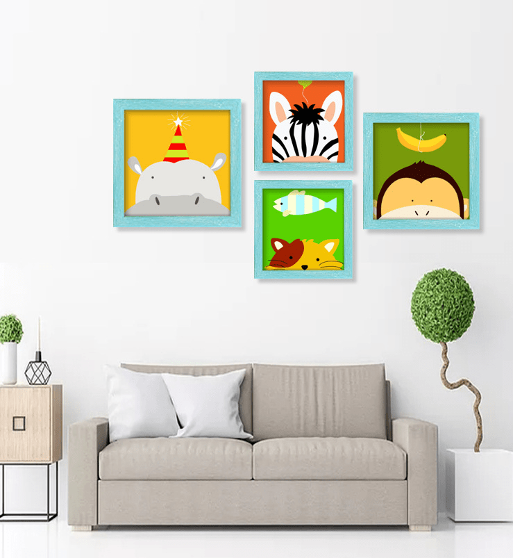 Kids with Framed DIY Oil Painting By Numbers Canvas Wall Art For Living Room 20x20CM