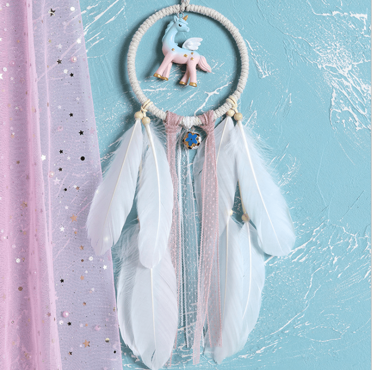 Handmade Dream Catcher With Light Room Decor Feather Weaving Wind Chimes Religious Mascot