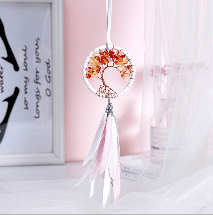 Handmade Dream Catcher With Light Room Decor Feather Weaving Wind Chimes Religious Mascot