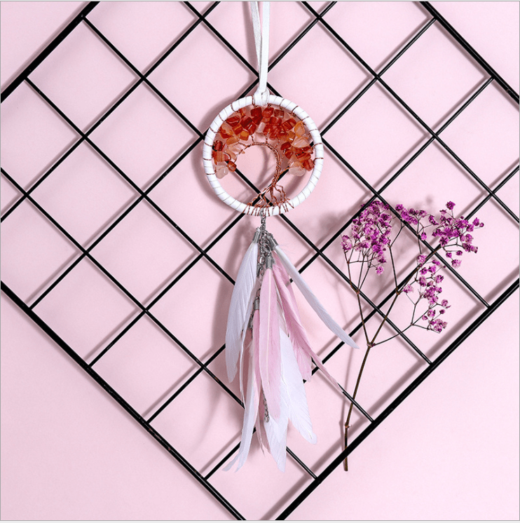 Handmade Dream Catcher With Light Room Decor Feather Weaving Wind Chimes Religious Mascot