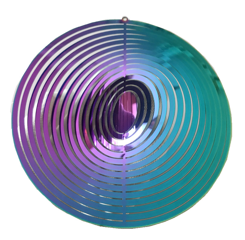 Circular-3D Rotary Wind Chime Spinner Flowing-Light Effect Decor for Garden House Decoration-25x25cm