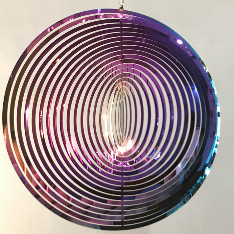 Circular-3D Rotary Wind Chime Spinner Flowing-Light Effect Decor for Garden House Decoration-25x25cm