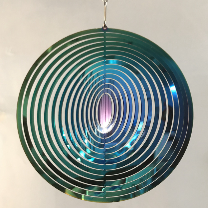 Circular-3D Rotary Wind Chime Spinner Flowing-Light Effect Decor for Garden House Decoration-25x25cm