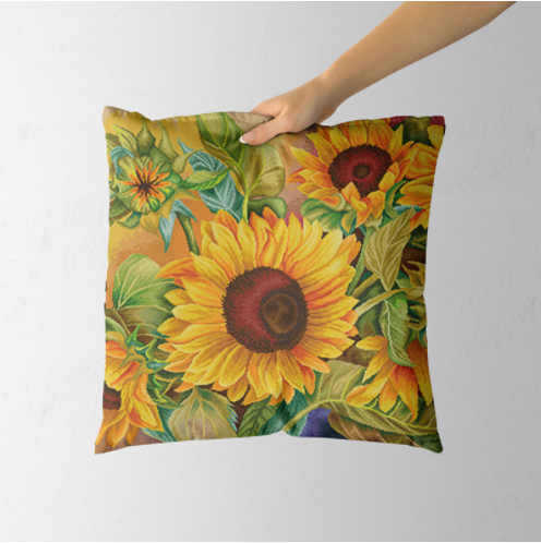 Sunflower DIY Embroidery Pillow Case DIY Cross Stitch Needlework Sets Home Decoration(Pillow core not included)