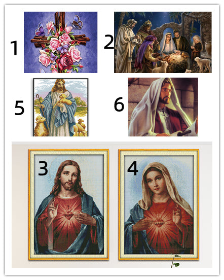 Religion Series  Cross Stitch Kits 11CT Stamped  Full Range of Embroidery Starter Kit for Beginners Pre-Printed Pattern