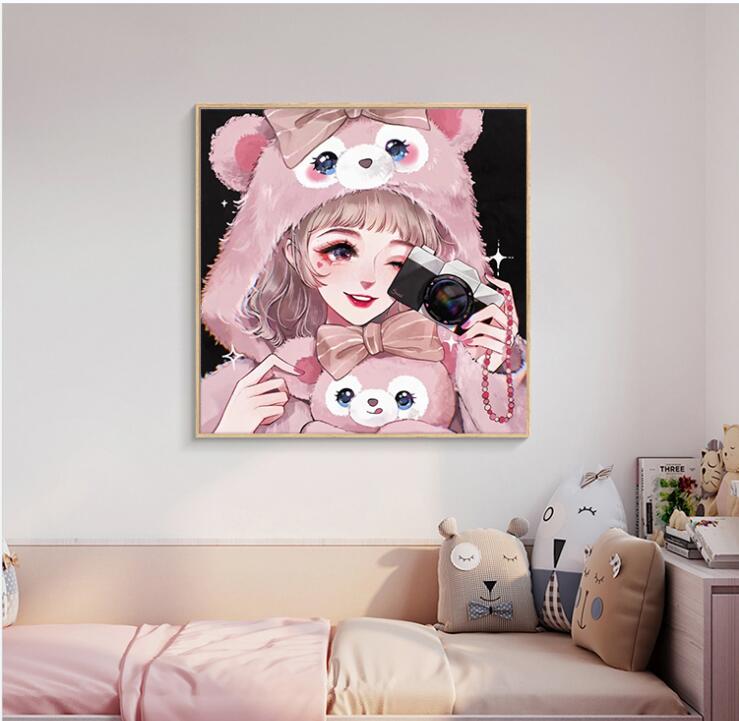 50x50CM -Cute girl DIY 5D full Diamond Painting, great gift for kids and friends. NO FRAME