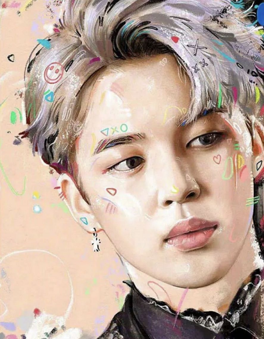 لوحة ماسية كاملة مقاس 30x40 سم JIMIN BTS 5D بدون إطار ماسي دائري