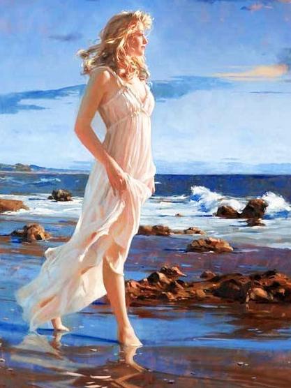 45x60cm girl on the beach 5d diy diamond painting full drill NO FRAME