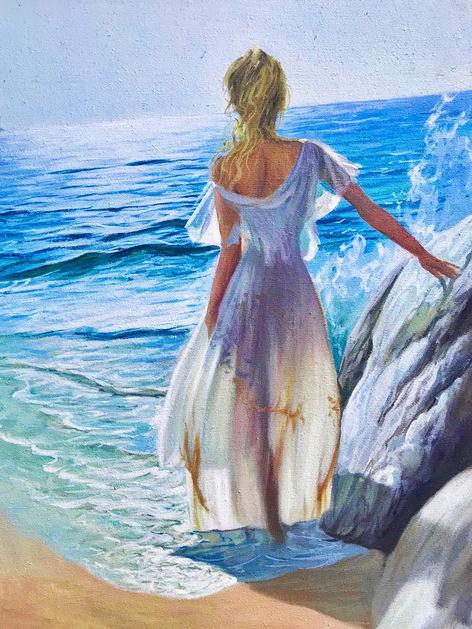 45x60cm girl on the beach 5d diy diamond painting full drill NO FRAME