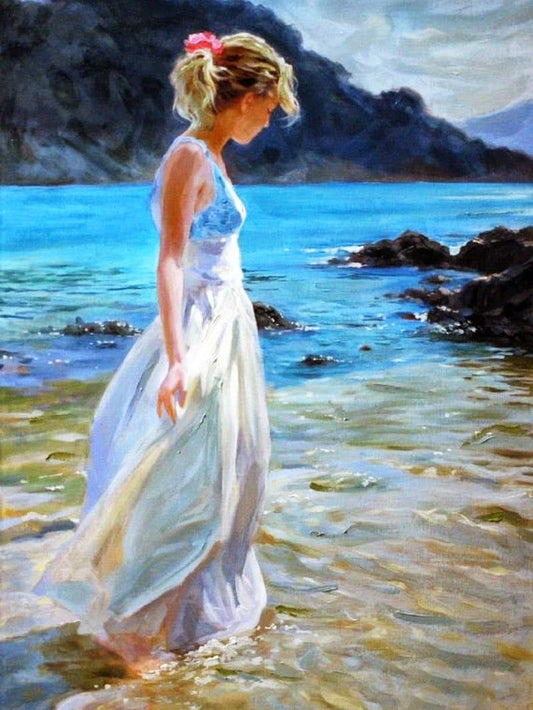 45x60cm girl on the beach 5d diy diamond painting full drill NO FRAME