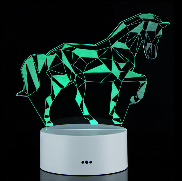 3D Colorful Charging Night Light Bedside LED Lamp Various Shapes Creative Gif-White Horse