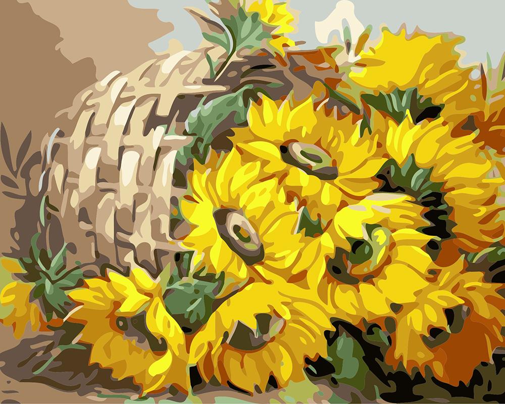 Sunflower No Framed DIY Oil Painting By Numbers Canvas Wall Art For Living Room Home Decor 40*50CM