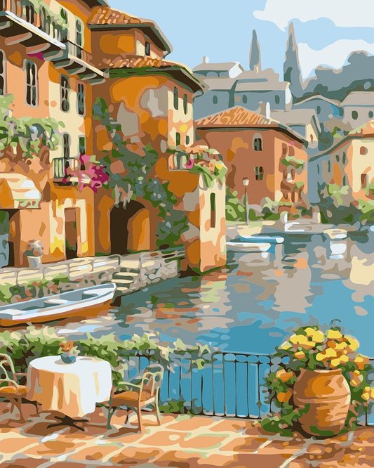 No Framed DIY Oil Painting By Numbers Canvas Wall Art For Living Room Home Decor 40*50CM--Lakeside town