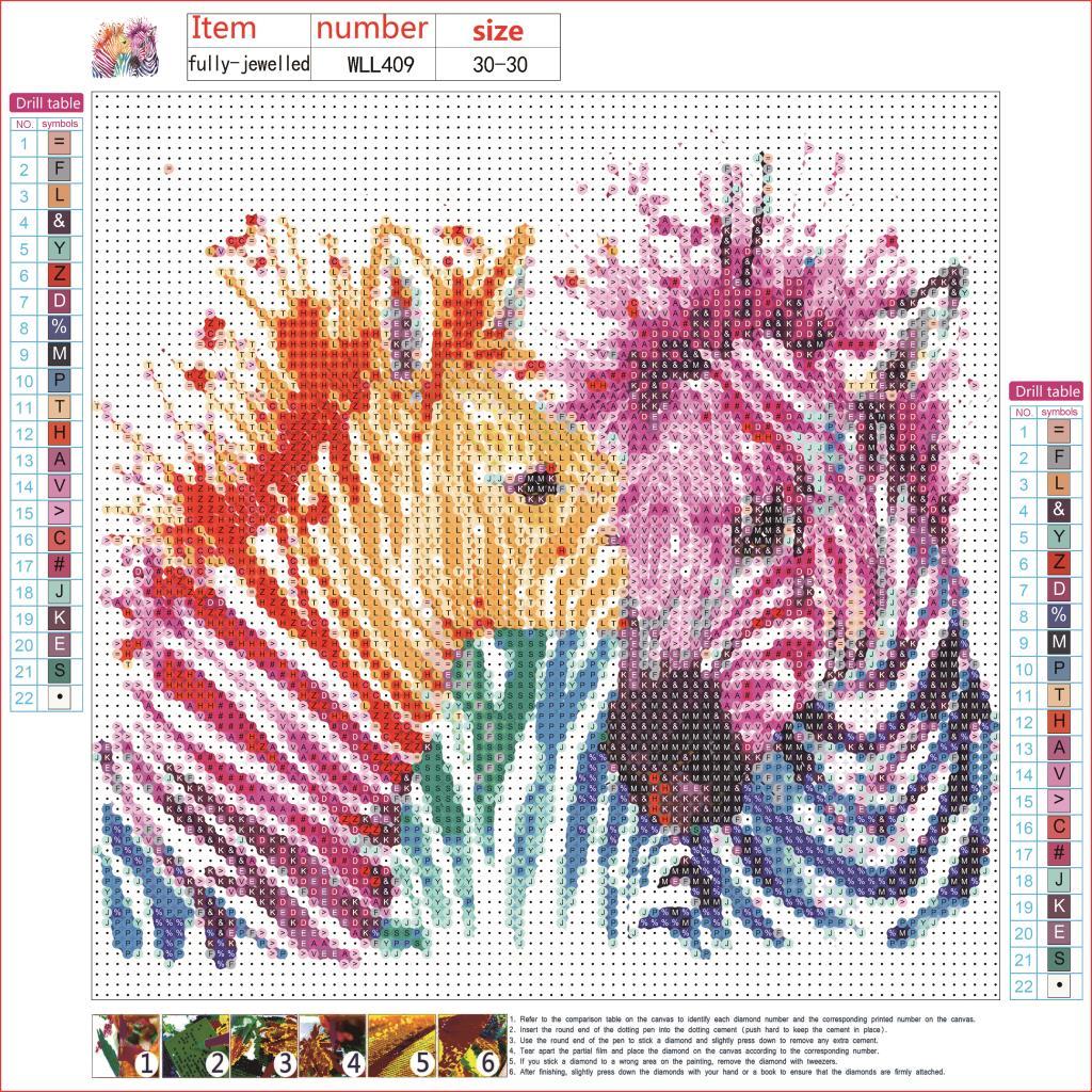 30X30CM-Zebra-5D Full Diamond Painting DIY Pictures WLL409