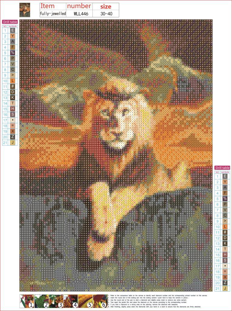 30X40cm-Lion-Home الديكور DIY 5D كامل الماس اللوحة WLL446