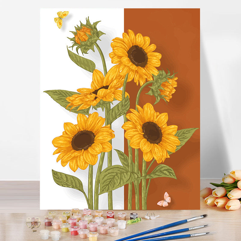 Sunflower-05 لوحة زيتية بدون إطار يمكنك صنعها بنفسك بالأرقام 40*50 سم 