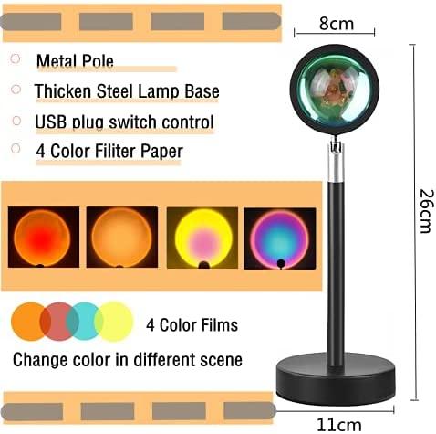 مصباح غروب الشمس متعدد الألوان، جهاز عرض ضوء قوس قزح 180 درجة دوران مصباح ليلي